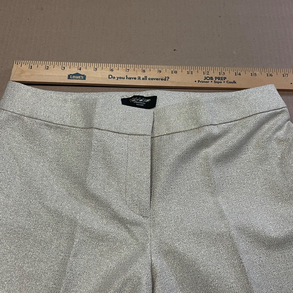 Talbots Women's 10P Metallic Gold Shimmer Textured Straight Leg Dress Pants - Picture 7 of 16